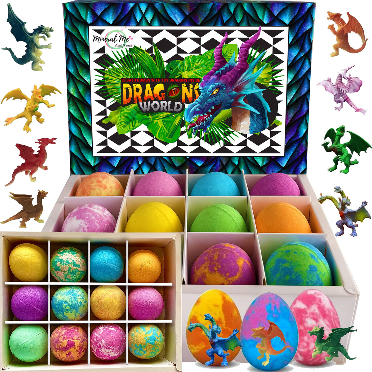 Mineral Me California Kids Bath Bombs 12 pack with colourful packaging