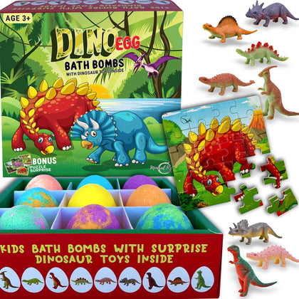 Mineral Me California Kids Bath Bombs assorted colours with dinosaur toys