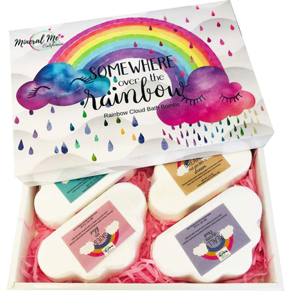 Mineral Me California Rainbow Cloud Bath Bombs packaging front view