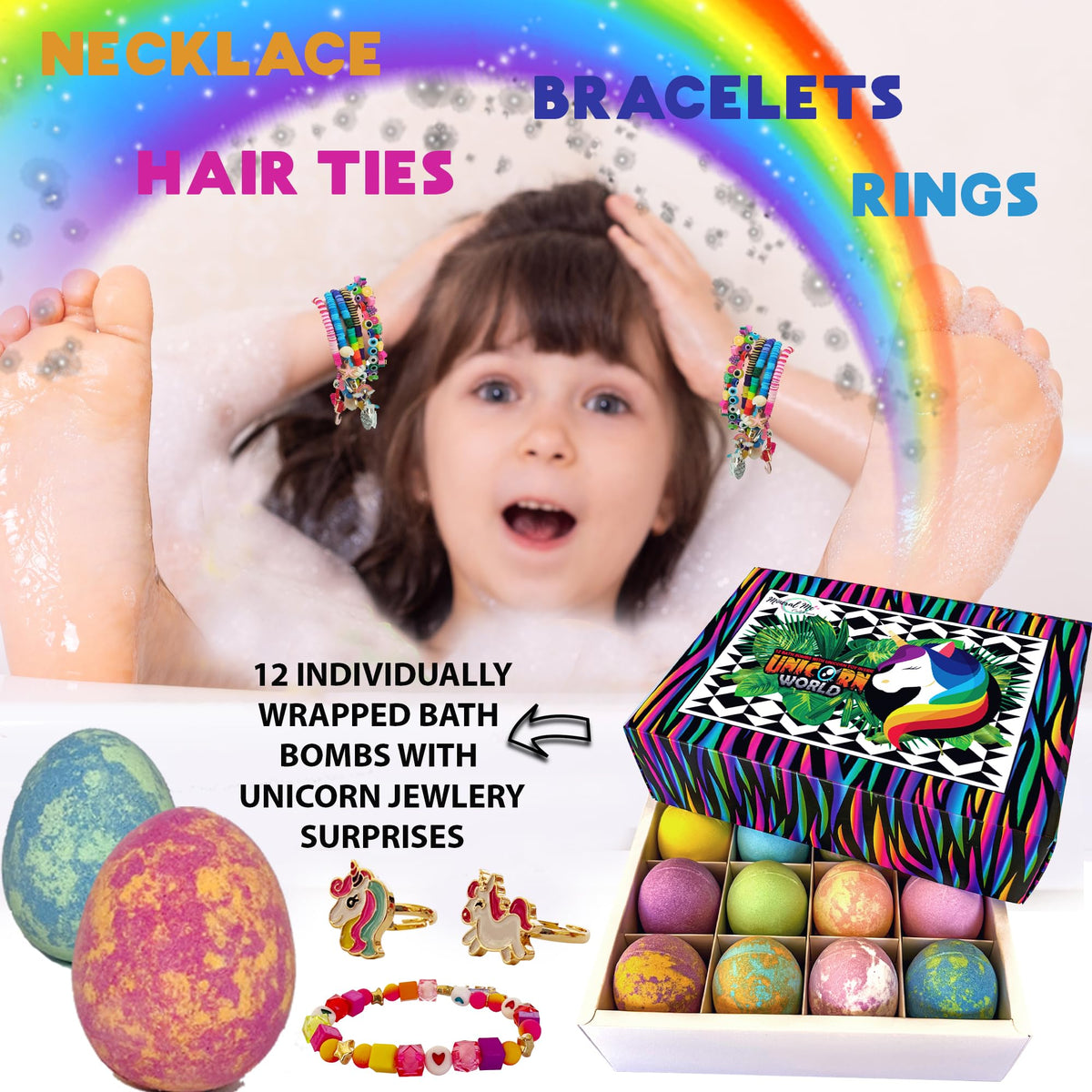 Mineral Me California Unicorn Bath Bombs with jewelry surprise