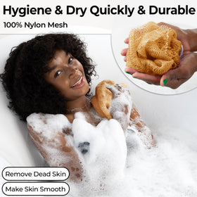 MINISENTIALS African Net Sponge in a cheerful bathroom setting