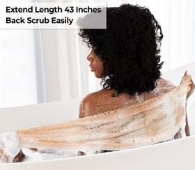 MINISENTIALS African Net Sponge showing elasticity and lather
