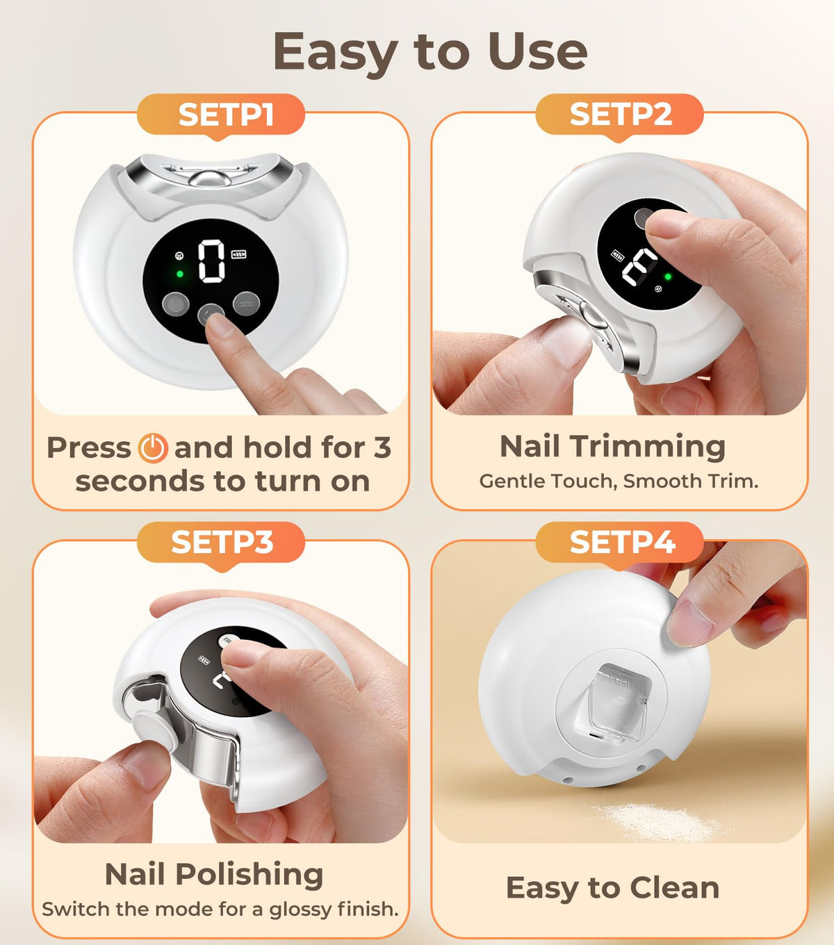 MINISO Electric Nail Clipper in use on a child's nails