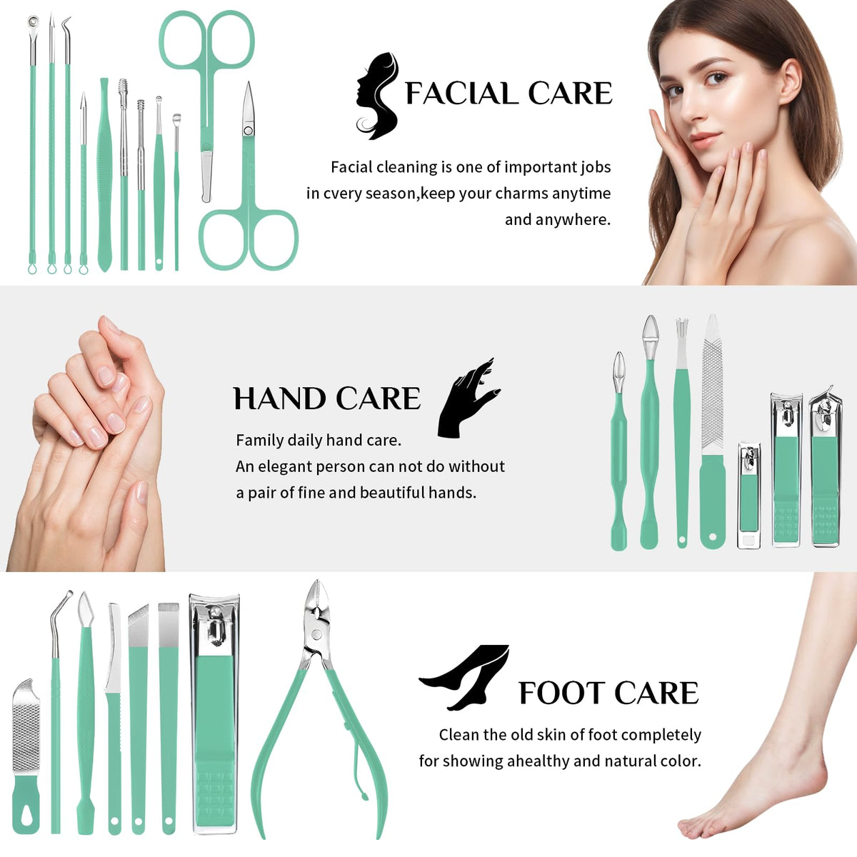 MINKINH 26-Piece Travel Manicure Set being used for nail care