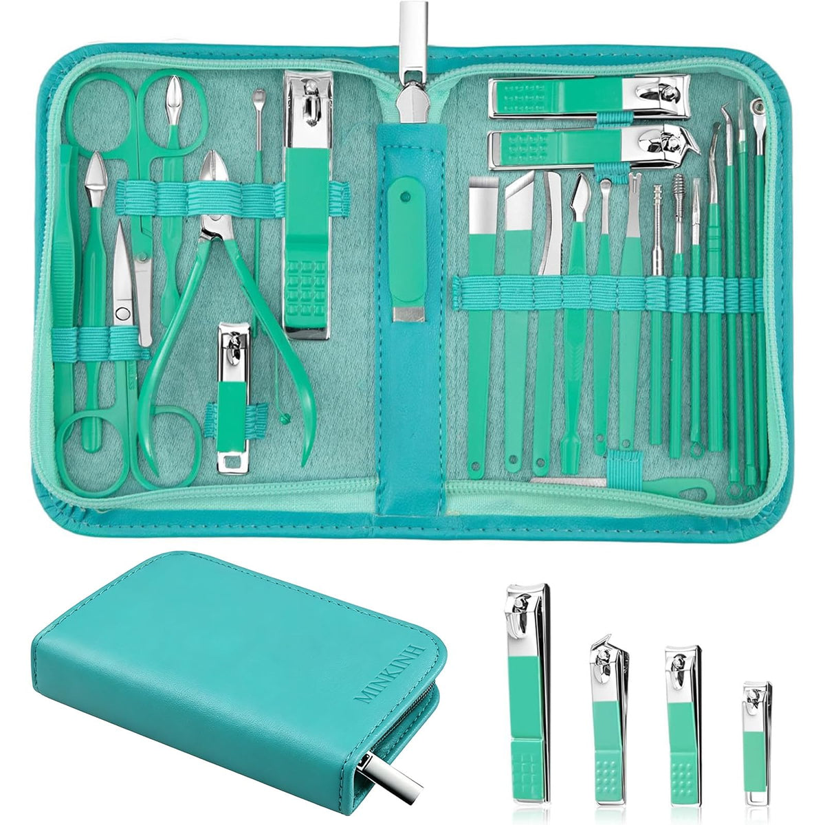 MINKINH 26-Piece Travel Manicure Set in leather case