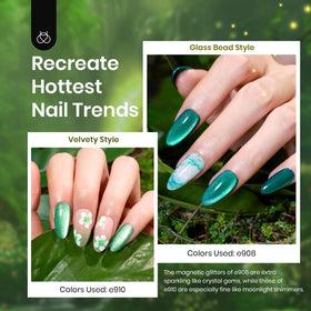 Mint green gel polish with glittery finish in the beetles set