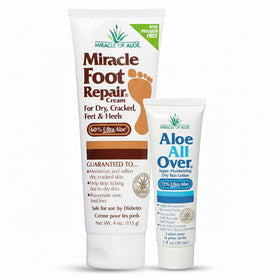 Miracle of Aloe Aloe Vera Lotion 1 Oz and Foot Repair Cream 4 Oz front view