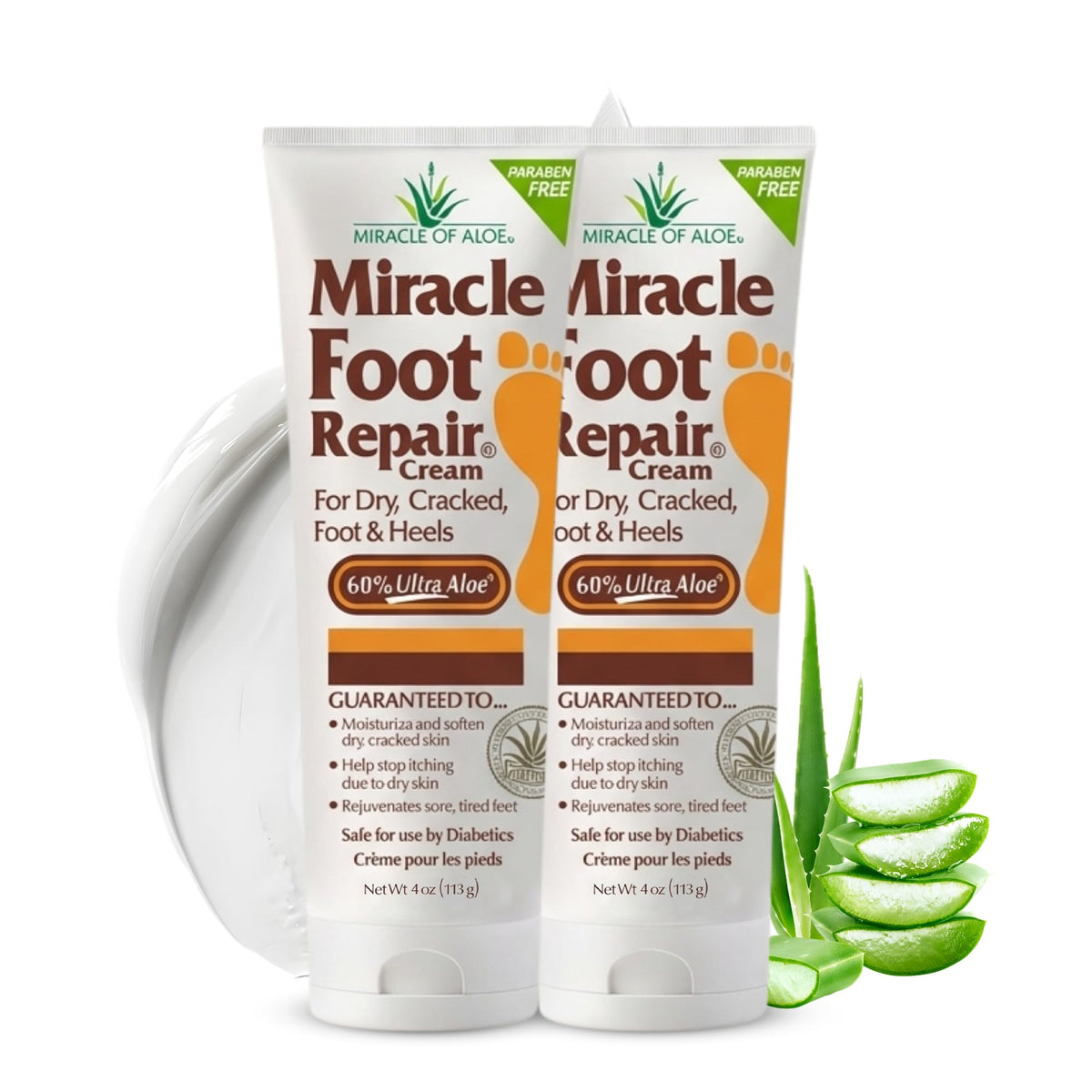 Miracle of Aloe Foot Repair Cream 4 oz front view