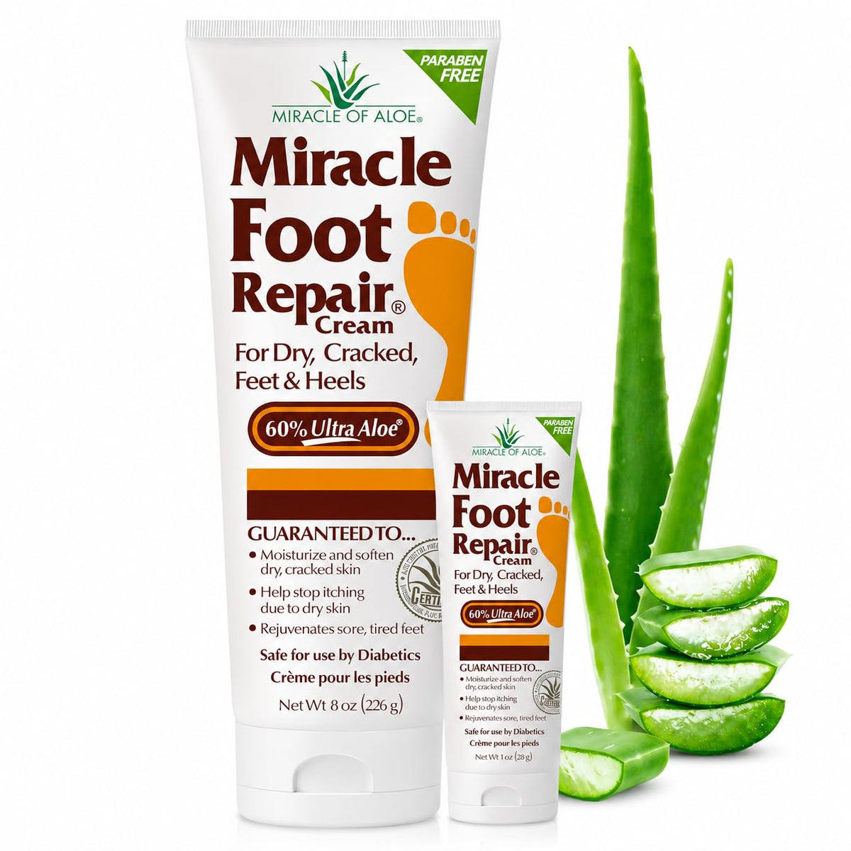Miracle of Aloe Foot Repair Cream 8 Oz front view