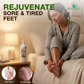 Miracle of Aloe Foot Repair Cream application on dry feet