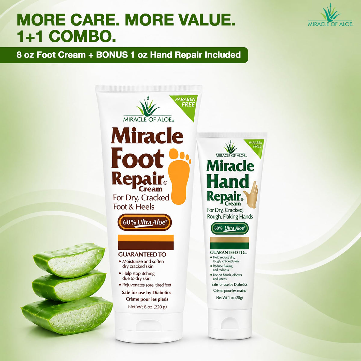 Miracle of Aloe UltraAloe Foot Cream 8+1 oz side view