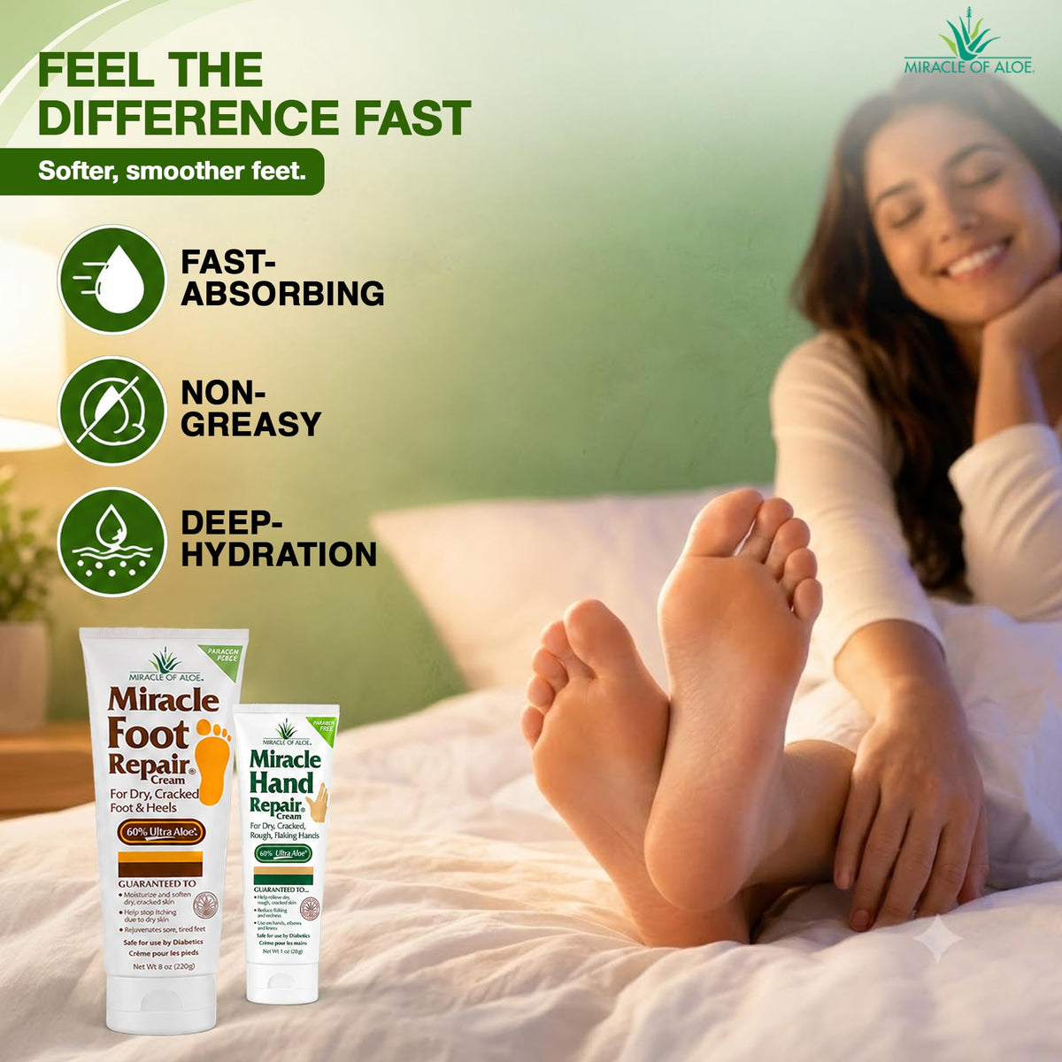 Miracle of Aloe UltraAloe Foot Cream in usage scene