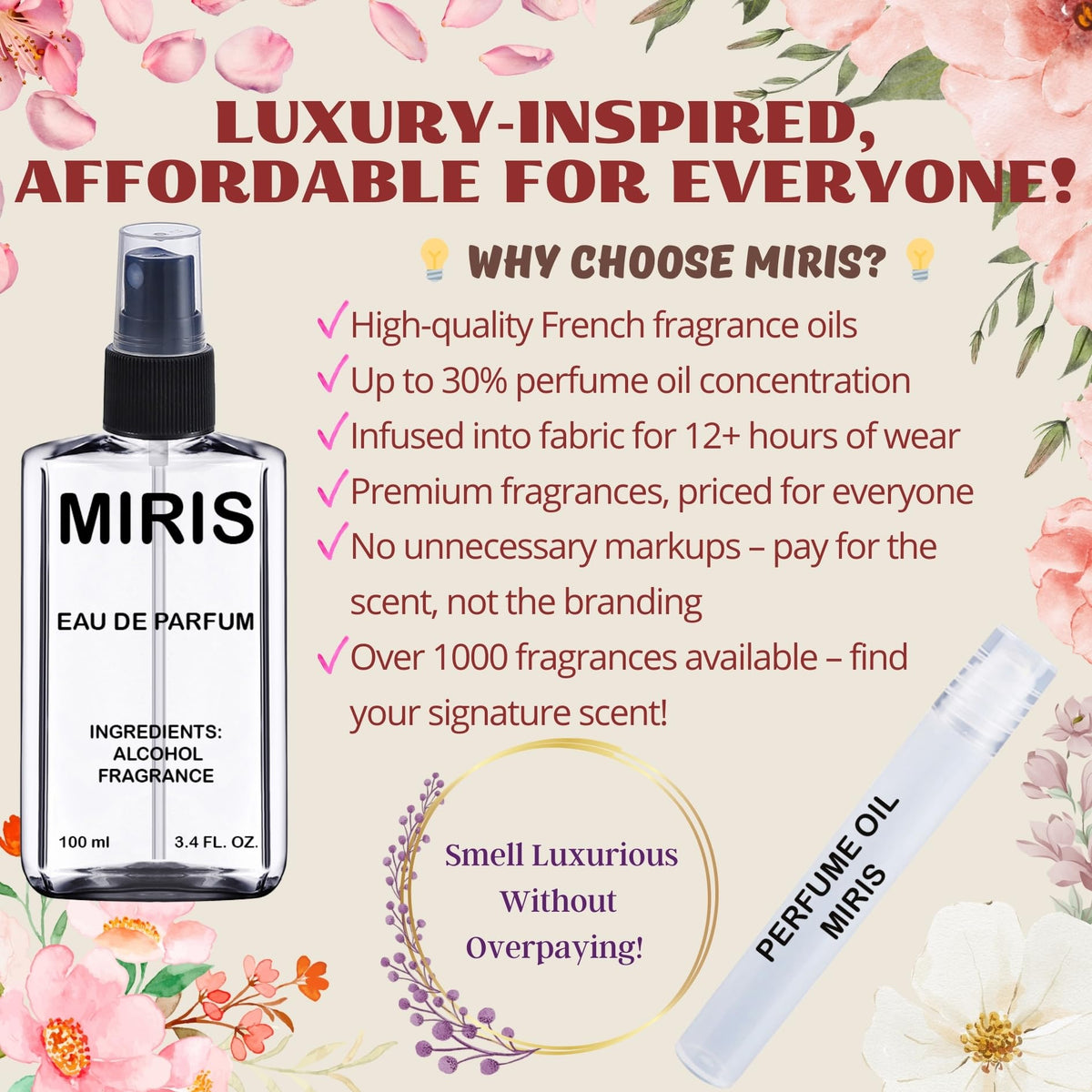 MIRIS Eau de Parfum for Men 100ml bottle side view
