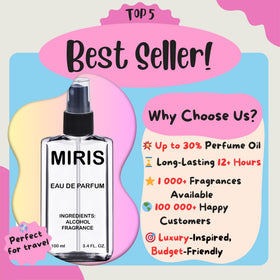 MIRIS No. 43822 Eau de Parfum bottle with recyclable packaging