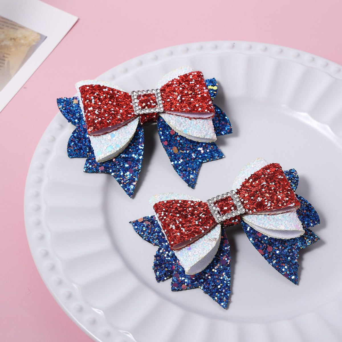 Miroksh 4th of July Hair Bow Clip side view showcasing alligator clip