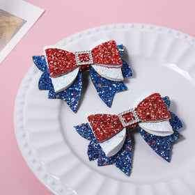 Miroksh 4th of July Hair Bow Clip side view showcasing alligator clip