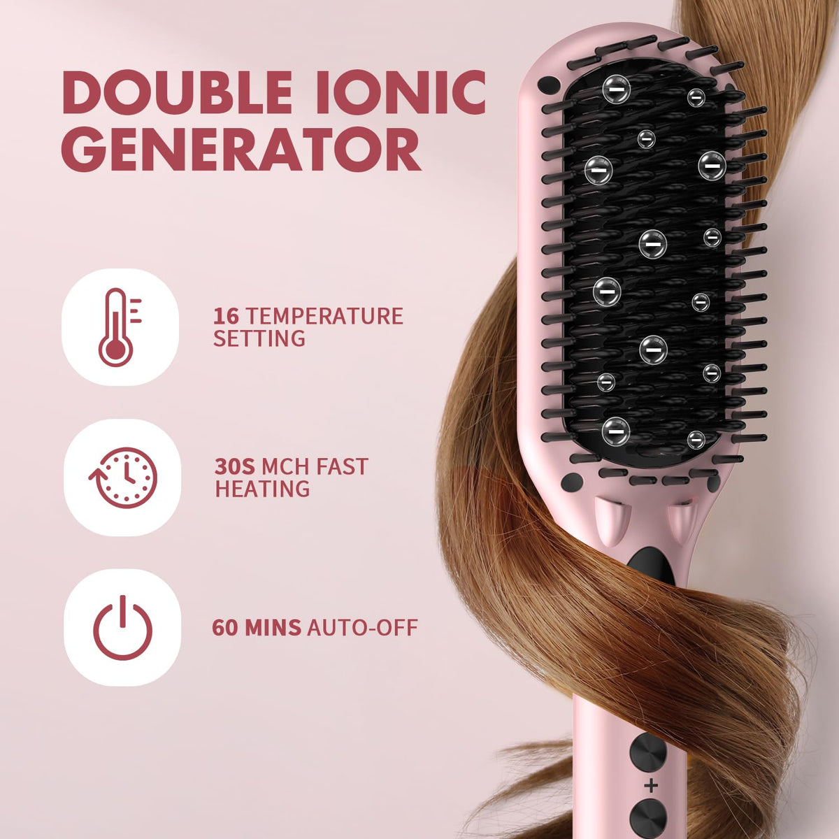 MiroPure Hair Straightener Brush close-up of the Nano comb