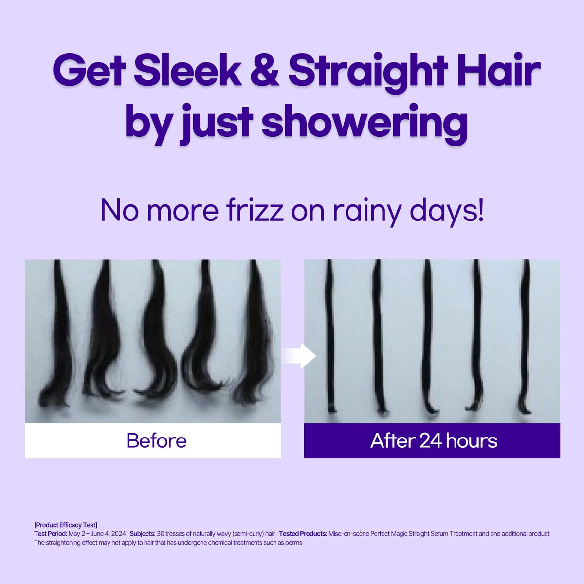 Mise En Scene Magic Straight Perfect Serum application on hair