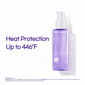 Mise En Scene Magic Straight Perfect Serum on a vanity