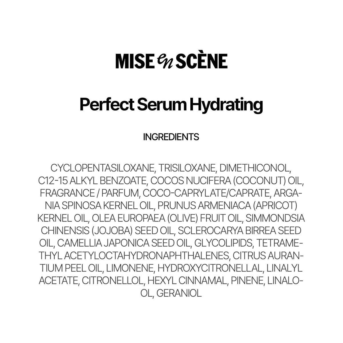 Mise En Scene Perfect Hydrating Serum on a bathroom shelf