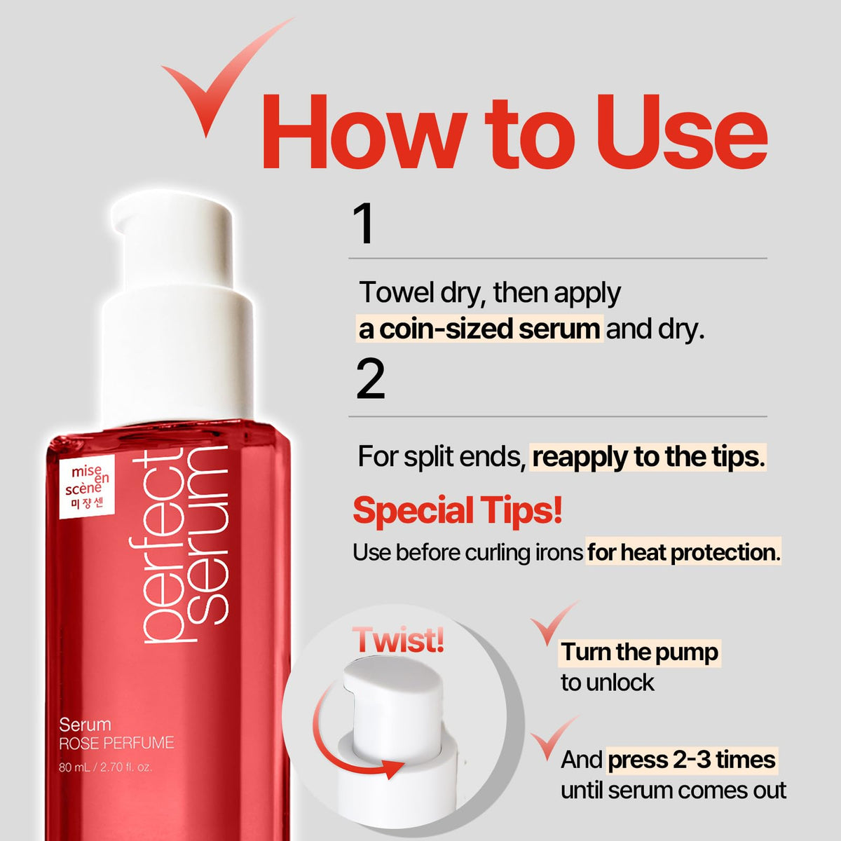 Mise En Scene Perfect Rose Perfume Serum with rose petals