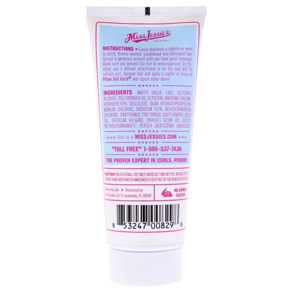 Miss Jessie's Pillow Soft Curls Curl Lotion 3.4 oz back view with ingredients