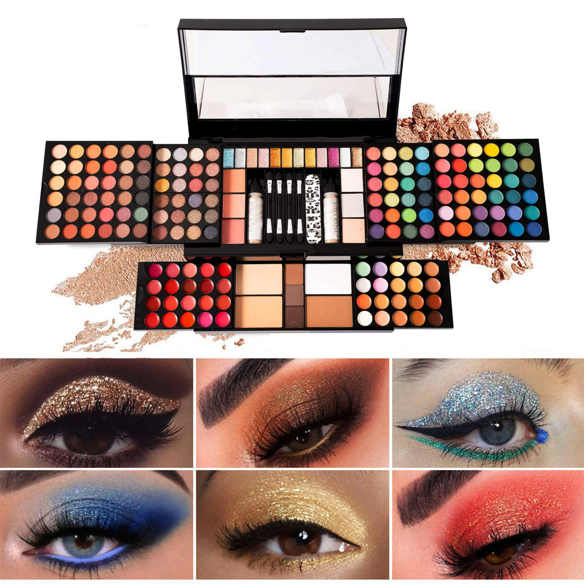 MISS ROSE M makeup palette displayed with eyebrow pencils