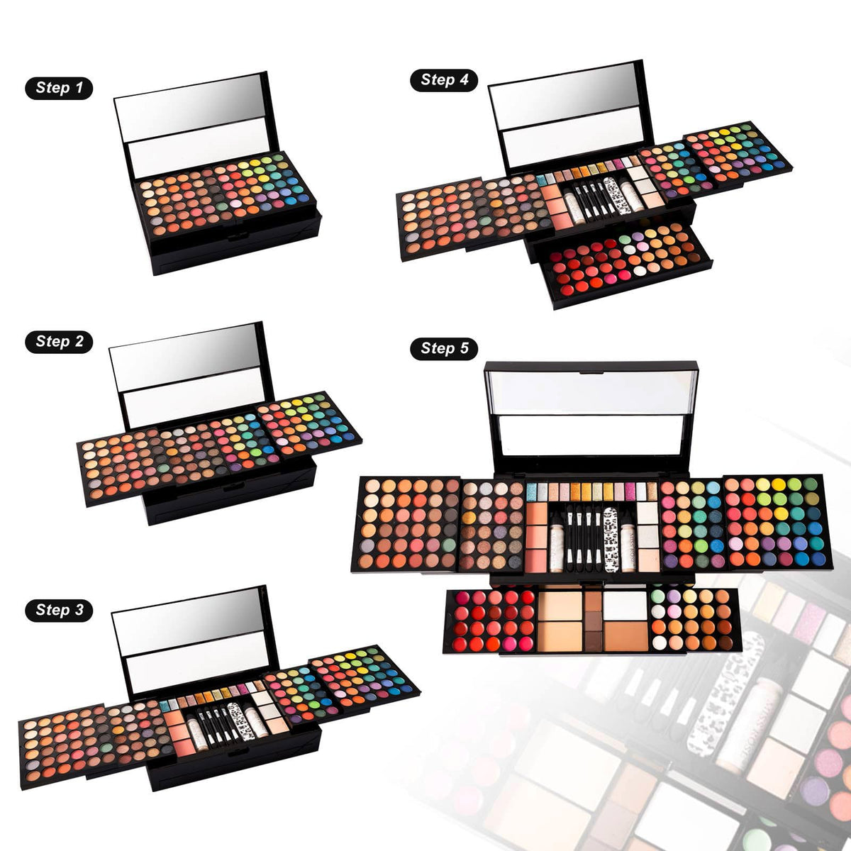 MISS ROSE M makeup palette in a portable travel case