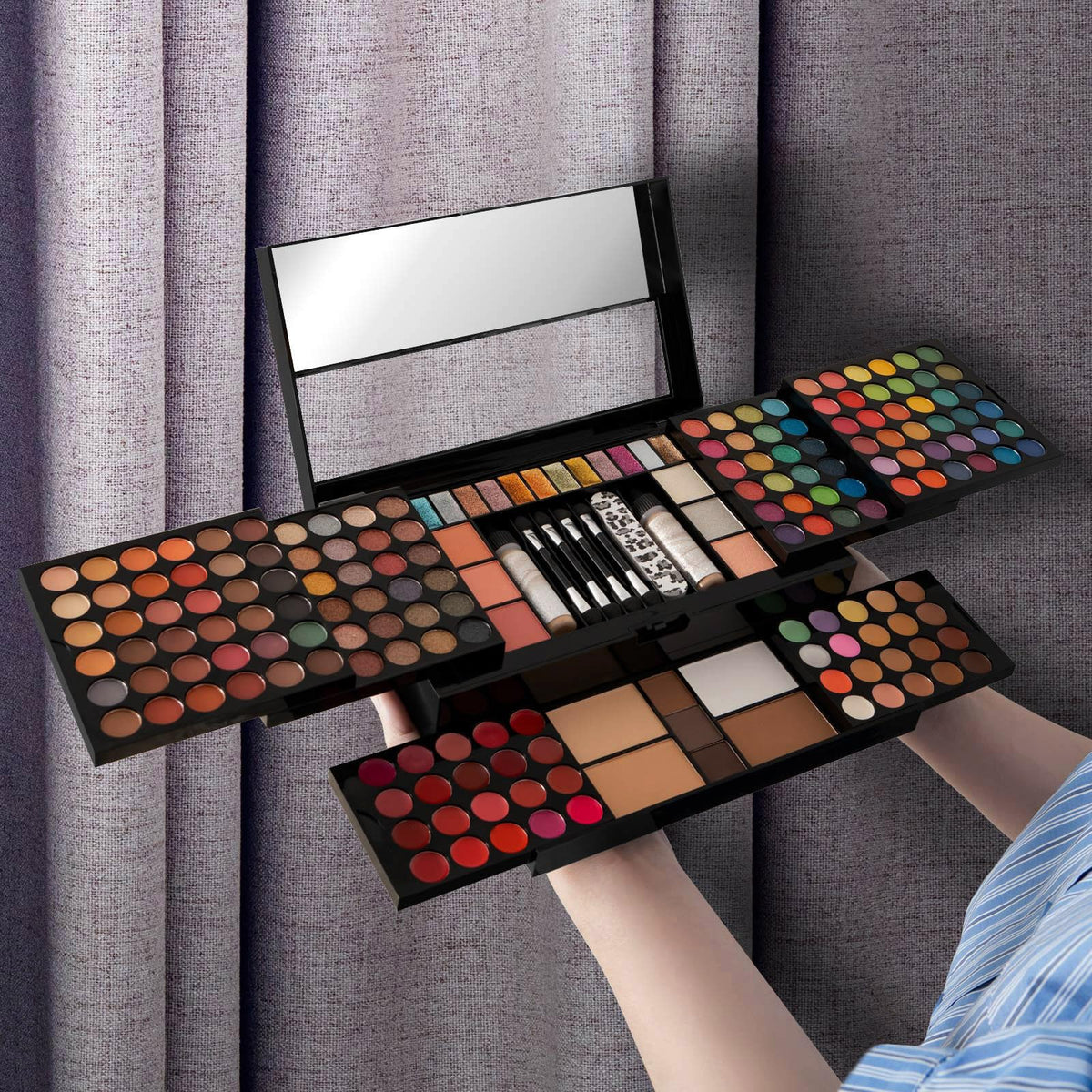 MISS ROSE M makeup palette with various cosmetic tools