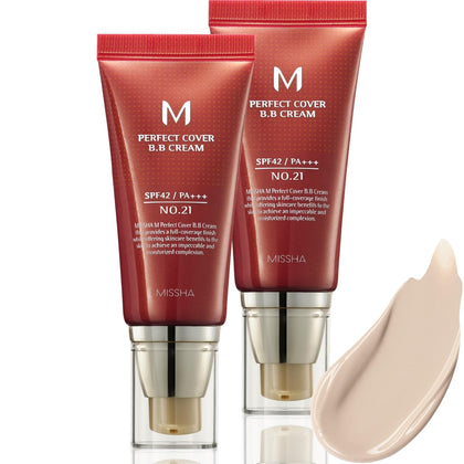 MISSHA M Perfect Cover BB Cream Dual Pack No.21 Light Beige front view