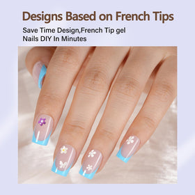Misssix Blue French Tip Press on Nails packaging with 240 pieces