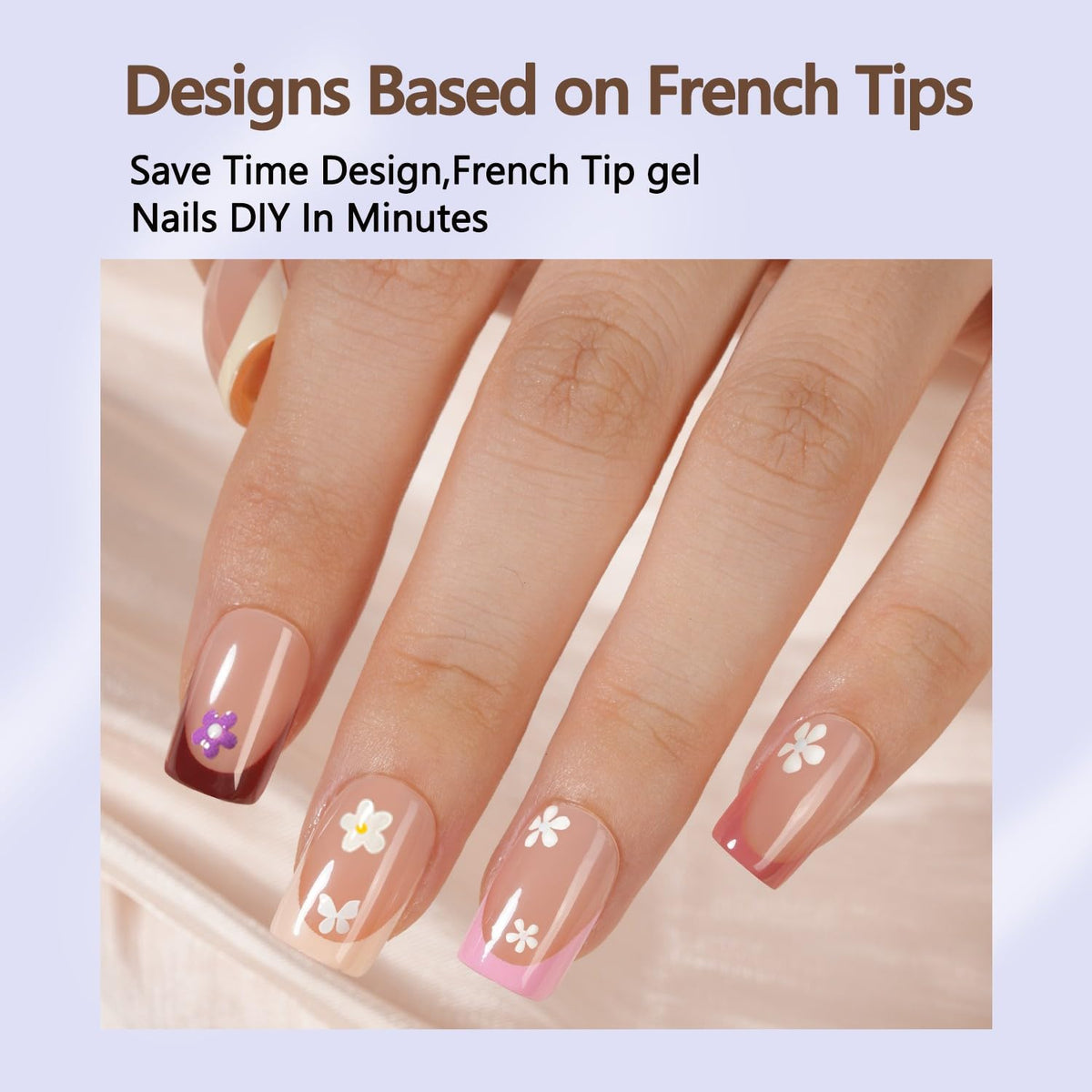 Misssix French Tip Press On Nails with nail glue and accessories