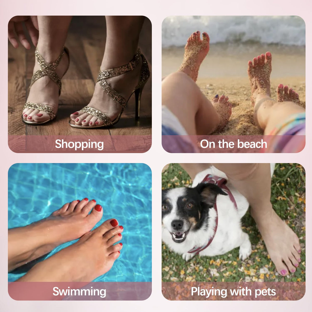 Misssix press on toenails in various sizes laid out