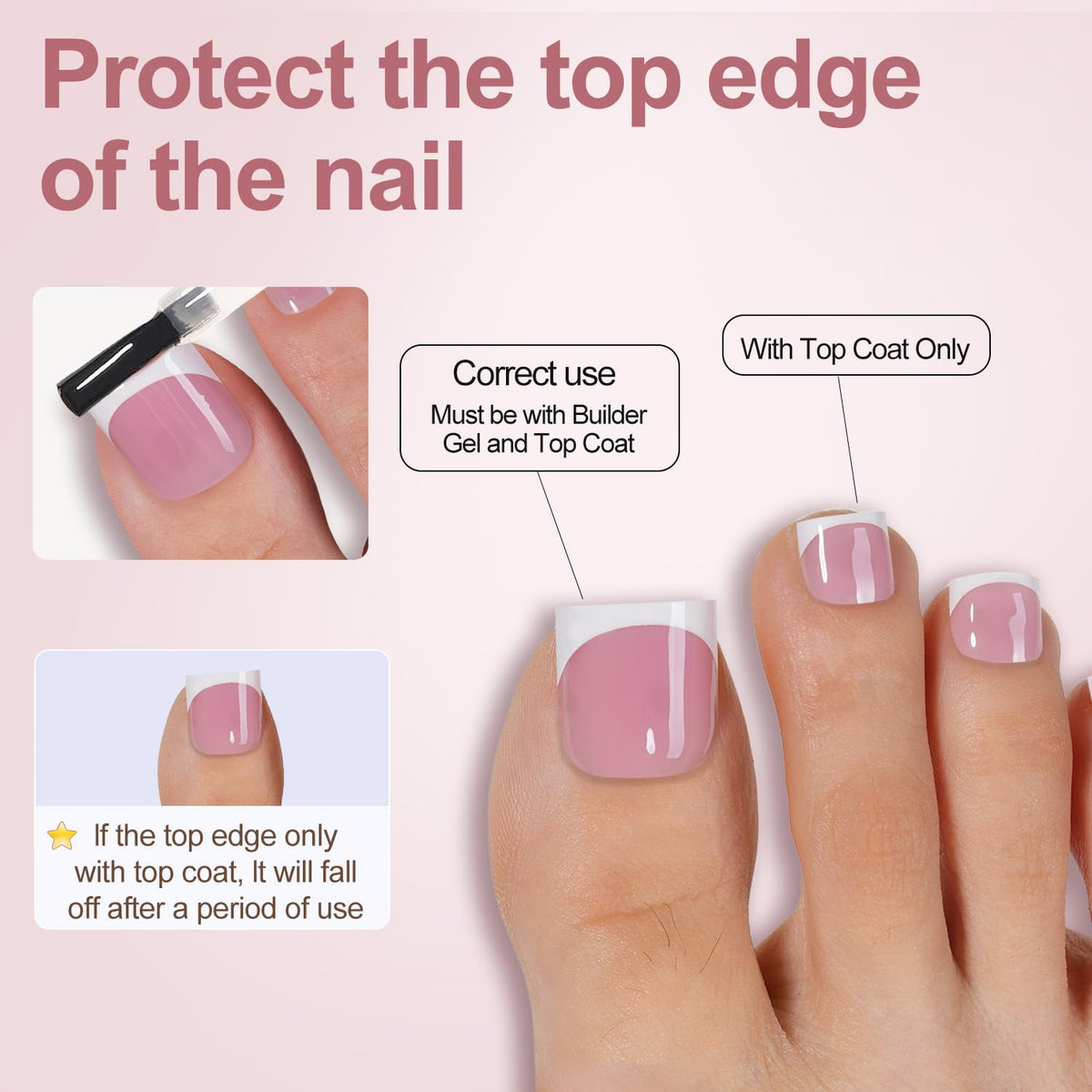 Misssix press on toenails showing frosted matte texture