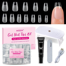 Misssix Short Coffin Gel Nail Tips Kit front view with 216 pieces