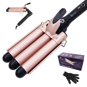 Mistcado 3 Barrel Curling Iron front view in gold