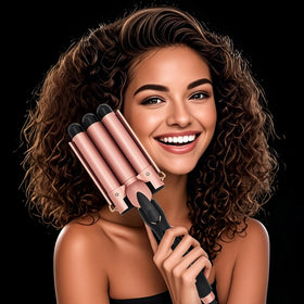 Mistcado 3 Barrel Curling Iron in use on long hair