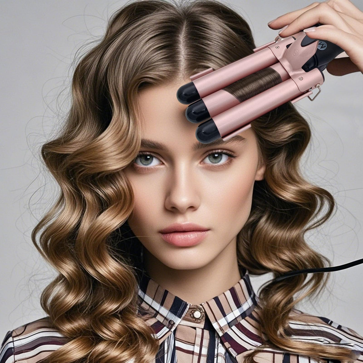 Mistcado 3 Barrel Curling Iron packaged for retail