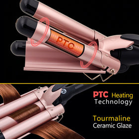 Mistcado 3 Barrel Curling Iron side view showing barrels