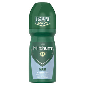 Mitchum Anti-Perspirant & Deodorant Roll-On front view, unscented, 3.4 oz