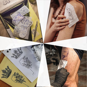 Miuxia Tattoo Transfer Paper with designs drawn on