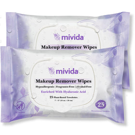 mivida Hypoallergenic Makeup Remover Wipes front view with packaging