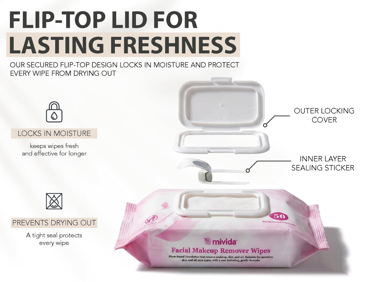 mivida makeup remover wipes open with visible wipes