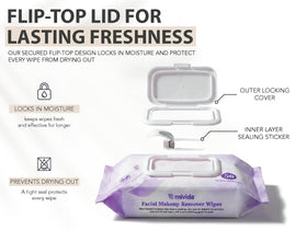 mivida makeup wipes on a vanity with cosmetics