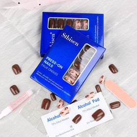 Mivota Brown Press On Nails glossy finish displayed