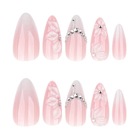 Mivota Press On Nails side view showing glossy finish and rhinestones