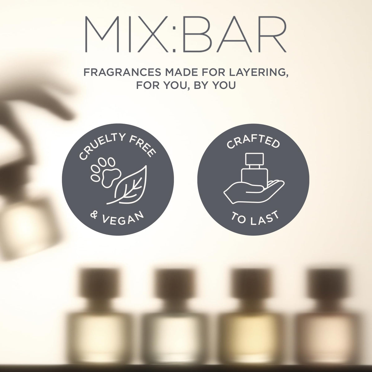 MIX:BAR Sparkling Hibiscus Hair + Body Mist 5oz on a vanity with accessories