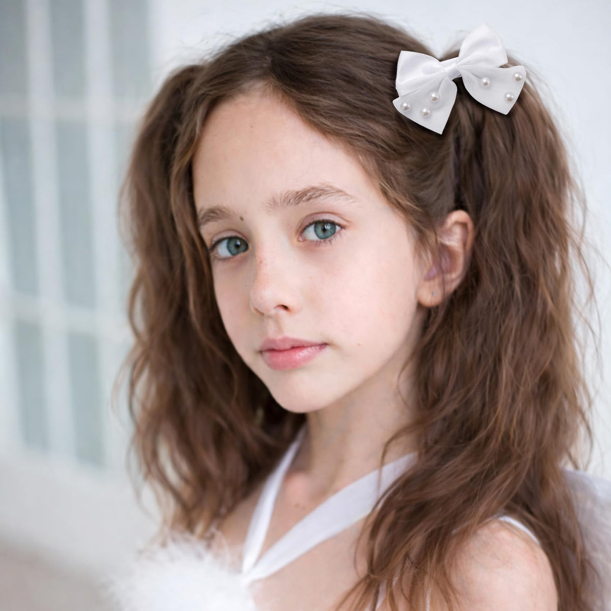 MIXJOY Flower Girl Pearl Hair Clip in a bridal party setting