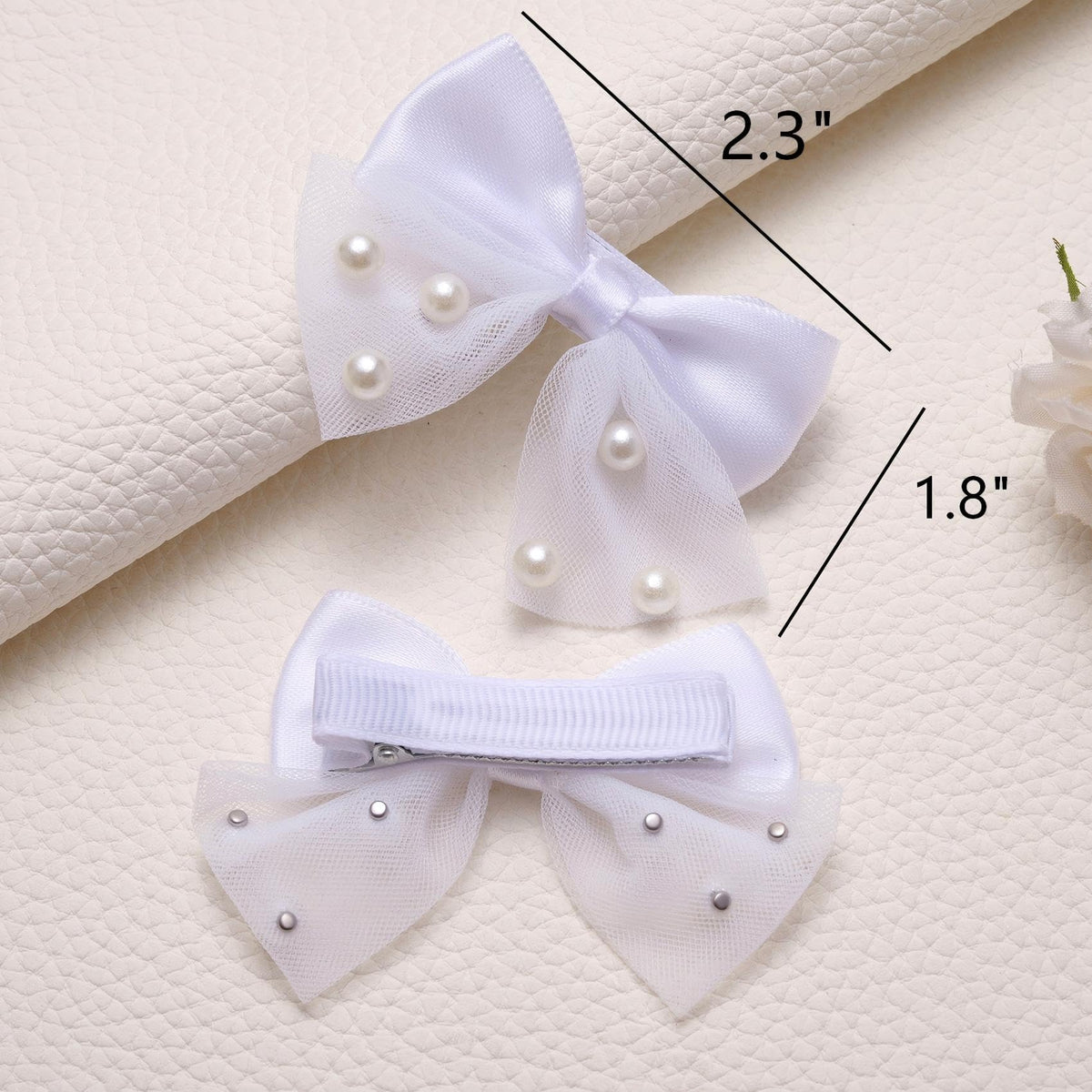 MIXJOY Flower Girl Pearl Hair Clip with lace bow detail