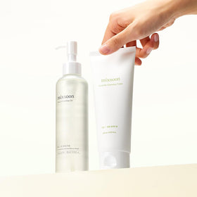 mixsoon cleansing products displayed on a bathroom counter